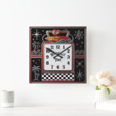 Horloge Carrée Rockabilly (Maison)