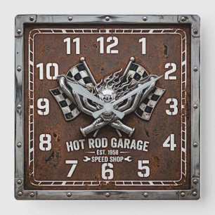 Horloge Carrée Rockabilly Hot Rod