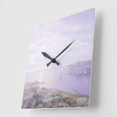 Horloge Carrée Rocky Cove Fine Art Aquarelle Mer Océan (Angle)