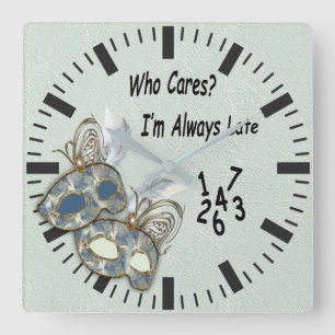 Horloge Carrée Rococo Rich Pattern design with Masks