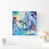 HORLOGE CARRÉE ROI ARTHUR, DAME DU LAC ET EXCALIBUR (Maison)