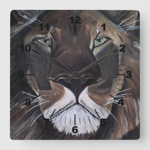 Horloge Carrée Roi des bêtes Peinture d'Alfred Fox