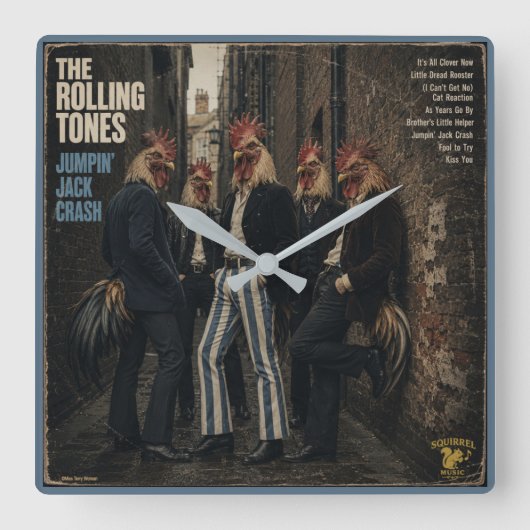 Horloge Carrée Rolling Tones : une parodie (Recto)