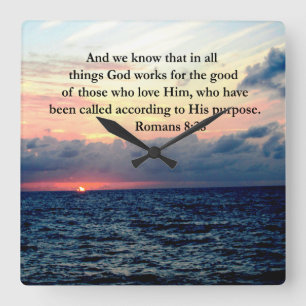 HORLOGE CARRÉE ROMAINS 8:28 FOI