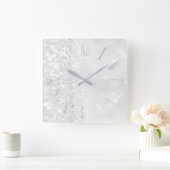 Horloge Carrée Roman Numbers Silver Gray Grey Glitter Glam (Maison)