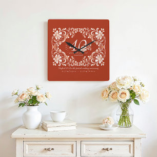 Horloge Carrée Romantique rouille rouge décennie 40 Anniversaire 