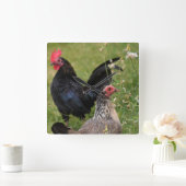 Horloge Carrée Rooster and Hen (Maison)