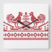 Horloge Carrée Rooster cross-stitch (Recto)