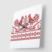 Horloge Carrée Rooster cross-stitch (Angle)
