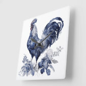 Horloge Carrée "Rooster" Style Willow Bleu (Angle)