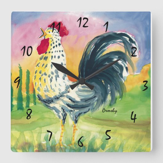 Horloge Carrée Rooster wall (Recto)