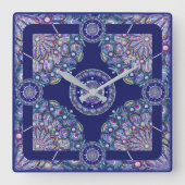 Horloge Carrée Rosace bleue (Recto)