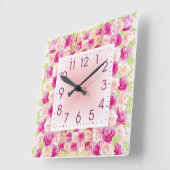 Horloge Carrée Rose (Angle)