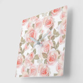 Horloge Carrée Rose (Angle)