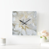 Horloge Carrée Rose anglais blanc (Maison)
