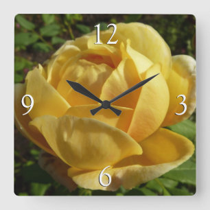 Horloge Carrée Rose anglaise jaune