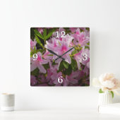 Horloge Carrée Rose Azalea Bush printemps floral (Maison)