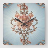 Horloge Carrée Rose Baroque (Recto)