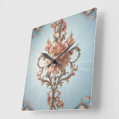 Horloge Carrée Rose Baroque (Angle)