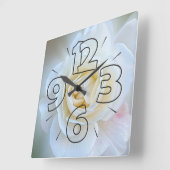 Horloge Carrée Rose blanche (Angle)