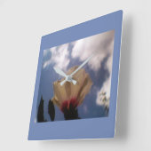 Horloge Carrée Rose bleue (Angle)