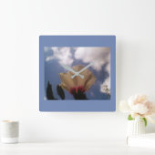 Horloge Carrée Rose bleue (Maison)