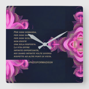 Horloge Carrée Rose cœur brisé en noir dans la poudre & Dubbio
