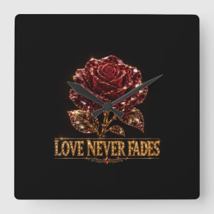 Horloge Carrée Rose Cristal Rubis – L'amour ne se démode jamais