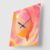 Horloge Carrée Rose de chou III (Angle)