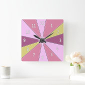 Horloge Carrée Rose de la roue de couleur (Maison)