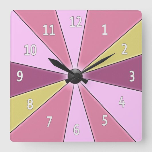 Horloge Carrée Rose de la roue de couleur (Recto)