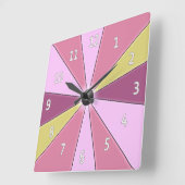 Horloge Carrée Rose de la roue de couleur (Angle)