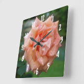 Horloge Carrée Rose De Pêche En Bouche En Fleur Floral (Angle)