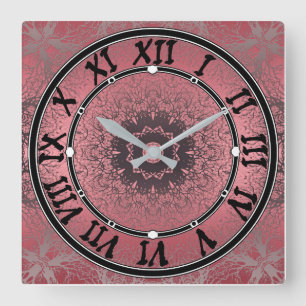 Horloge Carrée rose et gris