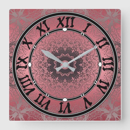 Horloge Carrée rose et gris (Recto)