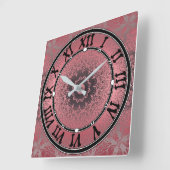 Horloge Carrée rose et gris (Angle)