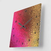 Horloge Carrée Rose et motif d'or (Angle)