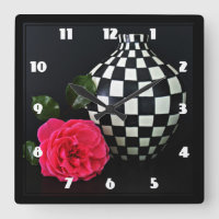 Rose et vase checkered