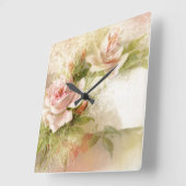 Horloge Carrée Rose floral pattern girly girls (Angle)