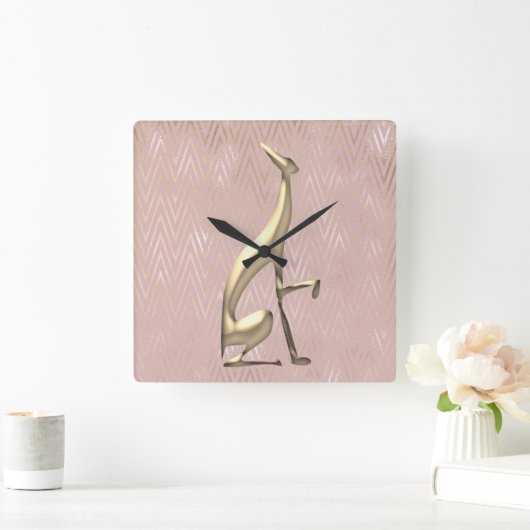 Horloge Carrée Rose Gold Art Deco Pink (Maison)