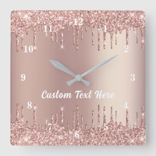 Horloge Carrée Rose Gold Blush Parties scintillant Drivers Nom du (Recto)