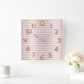 Horloge Carrée Rose Gold Copper Arabe Numéros Blancs (Maison)