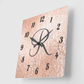 Horloge Carrée Rose Gold Damassé Monogrammé (Angle)