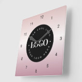 Horloge Carrée Rose Gold Pink Gradient Custom Logo Company Office (Angle)
