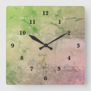 Horloge Carrée Rose green marble , rainbow-art