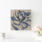 Horloge Carrée Rose Indigo (Maison)