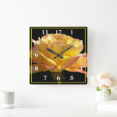 Horloge Carrée Rose jaune (Maison)