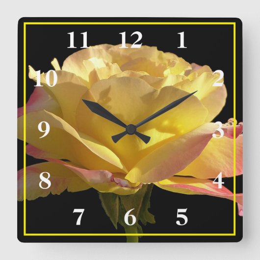 Horloge Carrée Rose jaune (Recto)