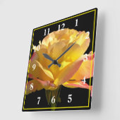 Horloge Carrée Rose jaune (Angle)