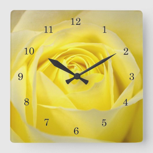 Horloge Carrée Rose jaune (Recto)